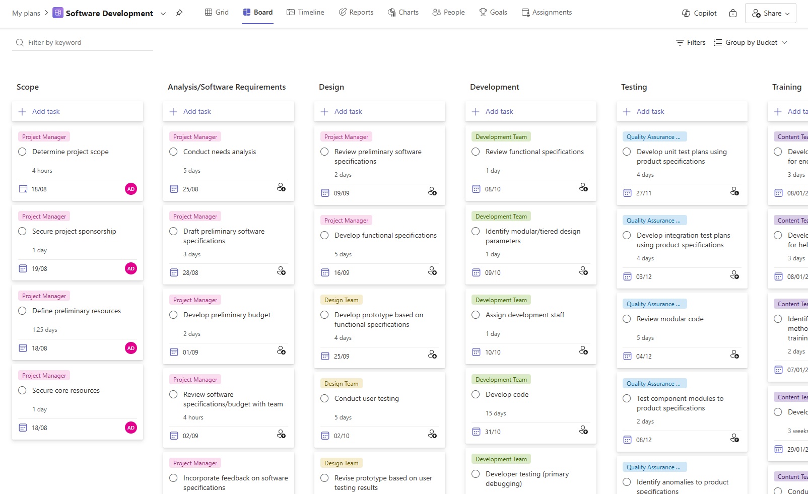 Microsoft Planner Board view
