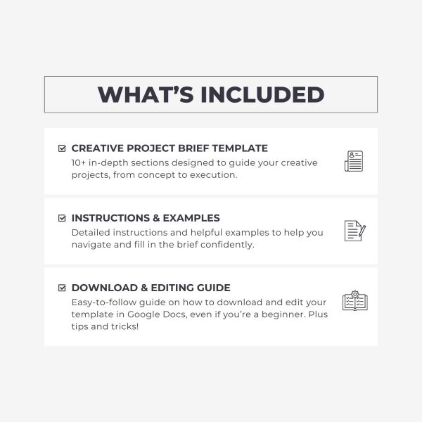 What's included in the Creative Project Brief template from Syntax Project Solutions