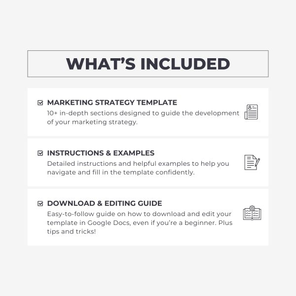 What's included in the marketing strategy template from Syntax Project Solutions