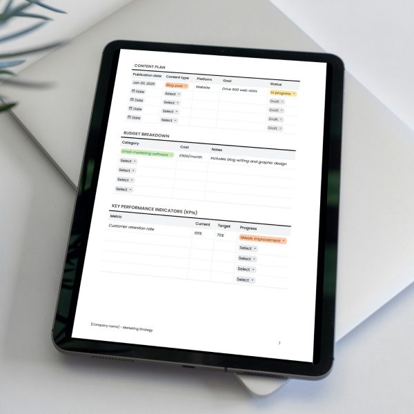 Marketing strategy template for freelancers, studios and small businesses by Project Syntax Solutions
