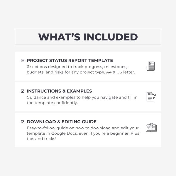 What's included in the Project Status Report template from Syntax Project Solutions