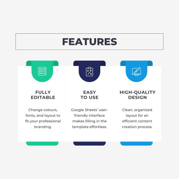Features of the social media content calendar template by Syntax Project Solutions