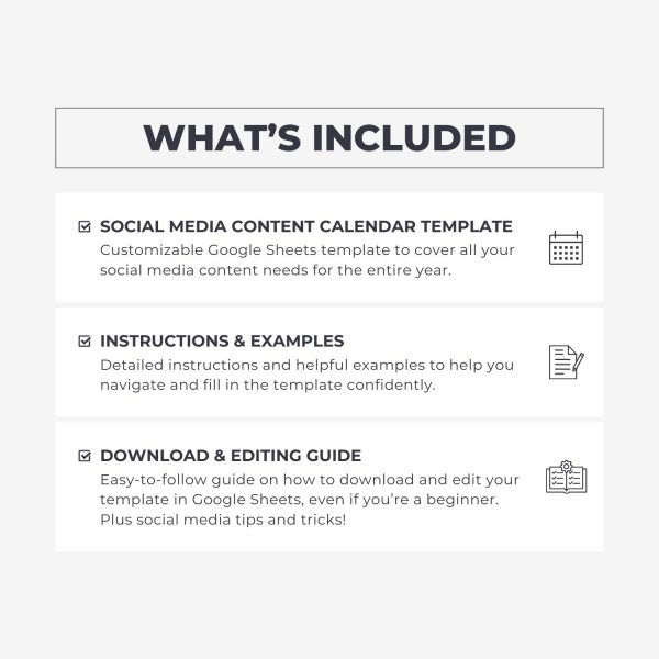 What's included in the social media content calendar template by Syntax Project Solutions