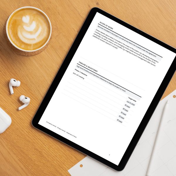 Statement of work template for freelancers, studios and small businesses by Project Syntax Solutions